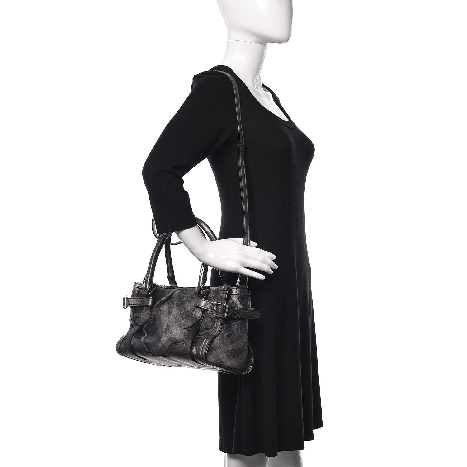 Burberry Shimmer Check Pilgrim Satchel Pewter 2 of 13