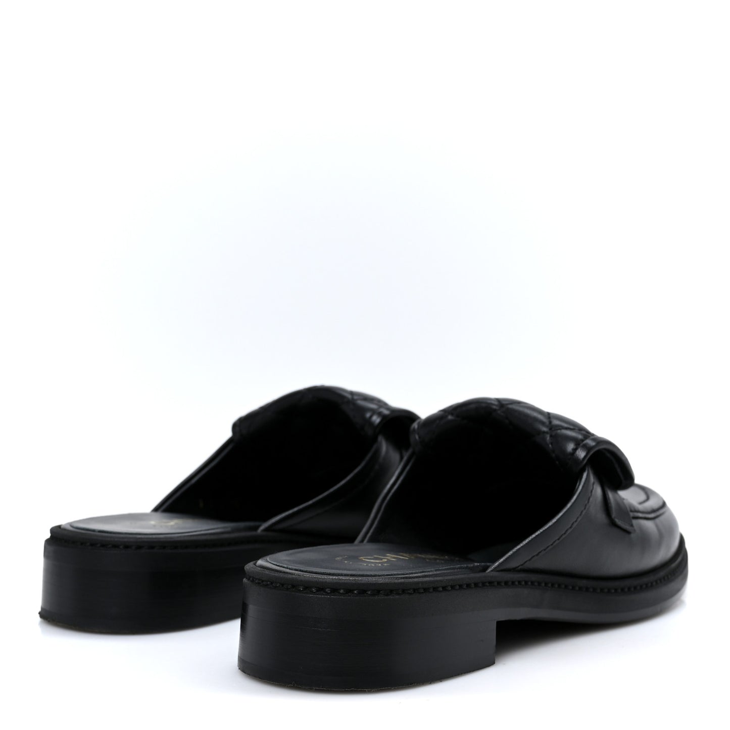 Lambskin Quilted CC Turnlock Mules 38.5 Black