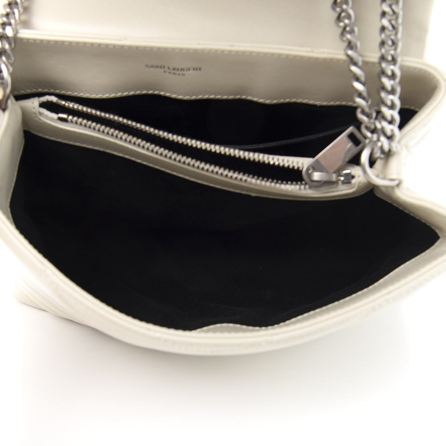 Calfskin Y Quilted Monogram Small Loulou Chain Satchel Ivory