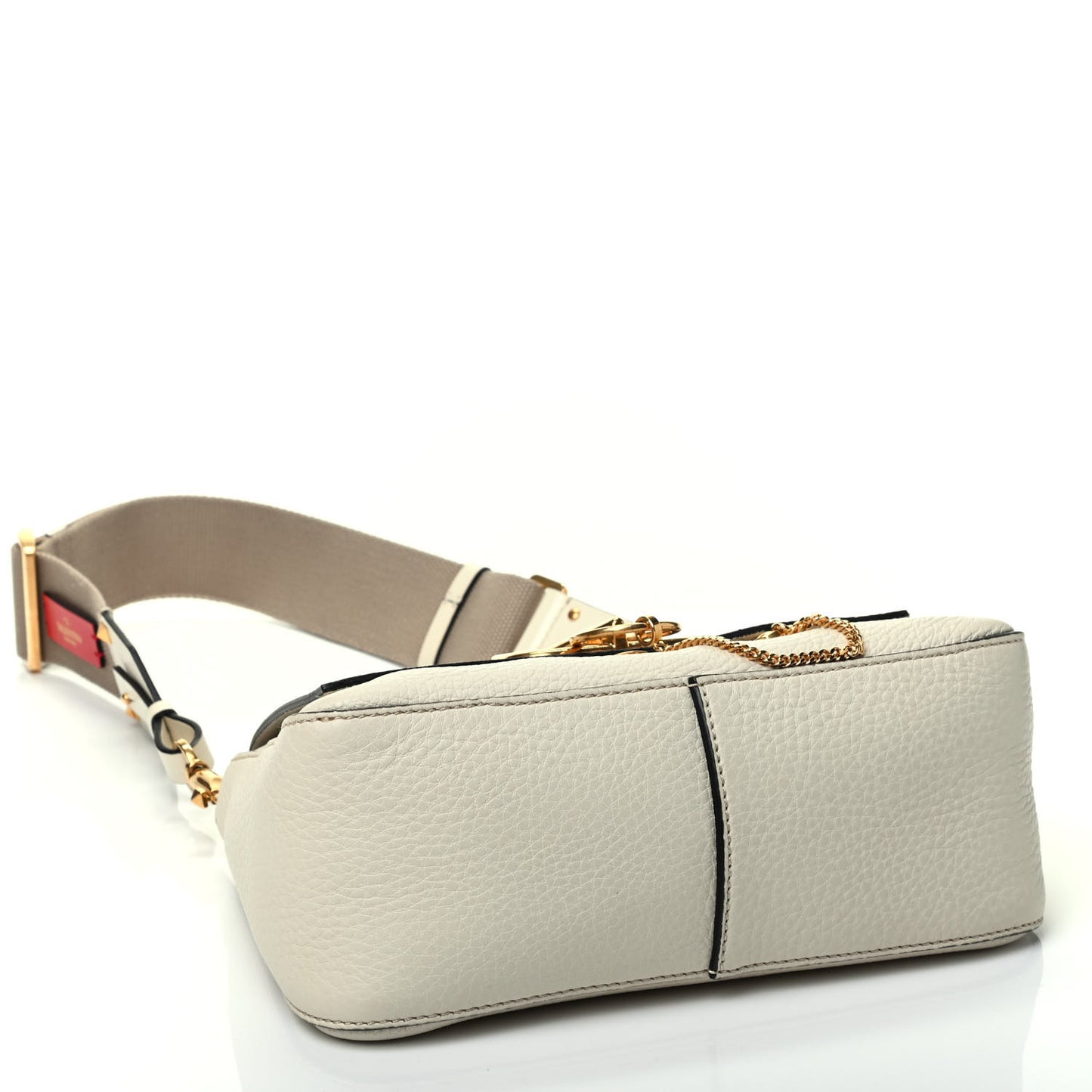 Pebbled Calfskin Small VRing Shoulder Bag Light Ivory