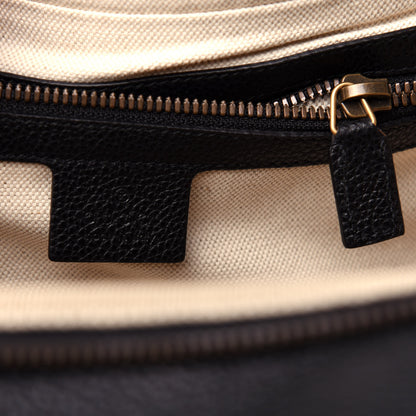 Gucci Grained Calfskin Logo Duffle Bag Black 5 of 9