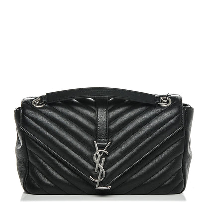 Saint Laurent Sheepskin Matelasse Chevron Medium Monogram Chain Bag Black 1 of 6