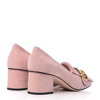 Gucci Kid Scamosciato GG Marmont Fringe 50mm Loafer Pumps 40 Crystal Pink 4 of 10