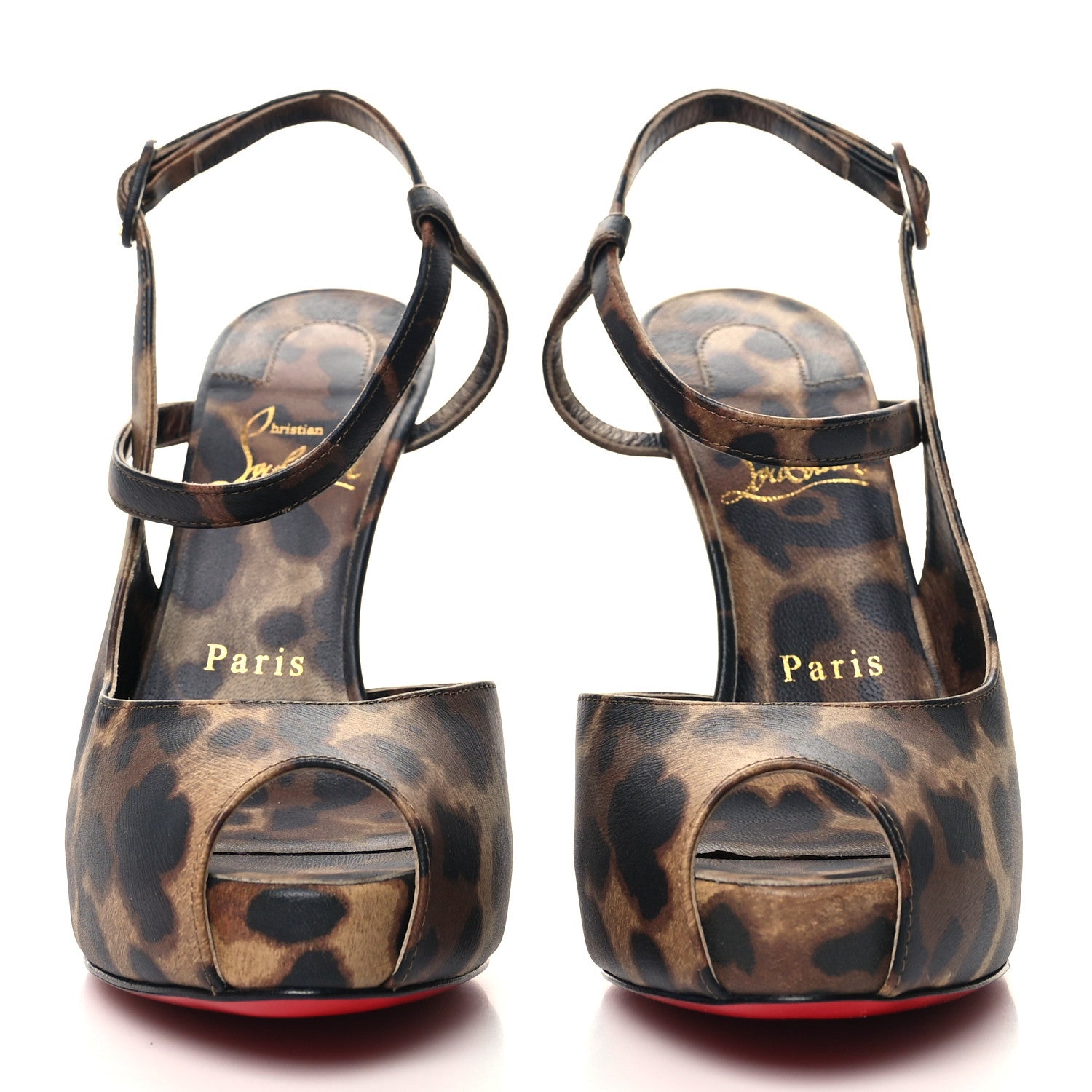 Christian Louboutin Calfskin Leopard Jenlove Alta 120 Pumps 36.5 Brown 2 of 8