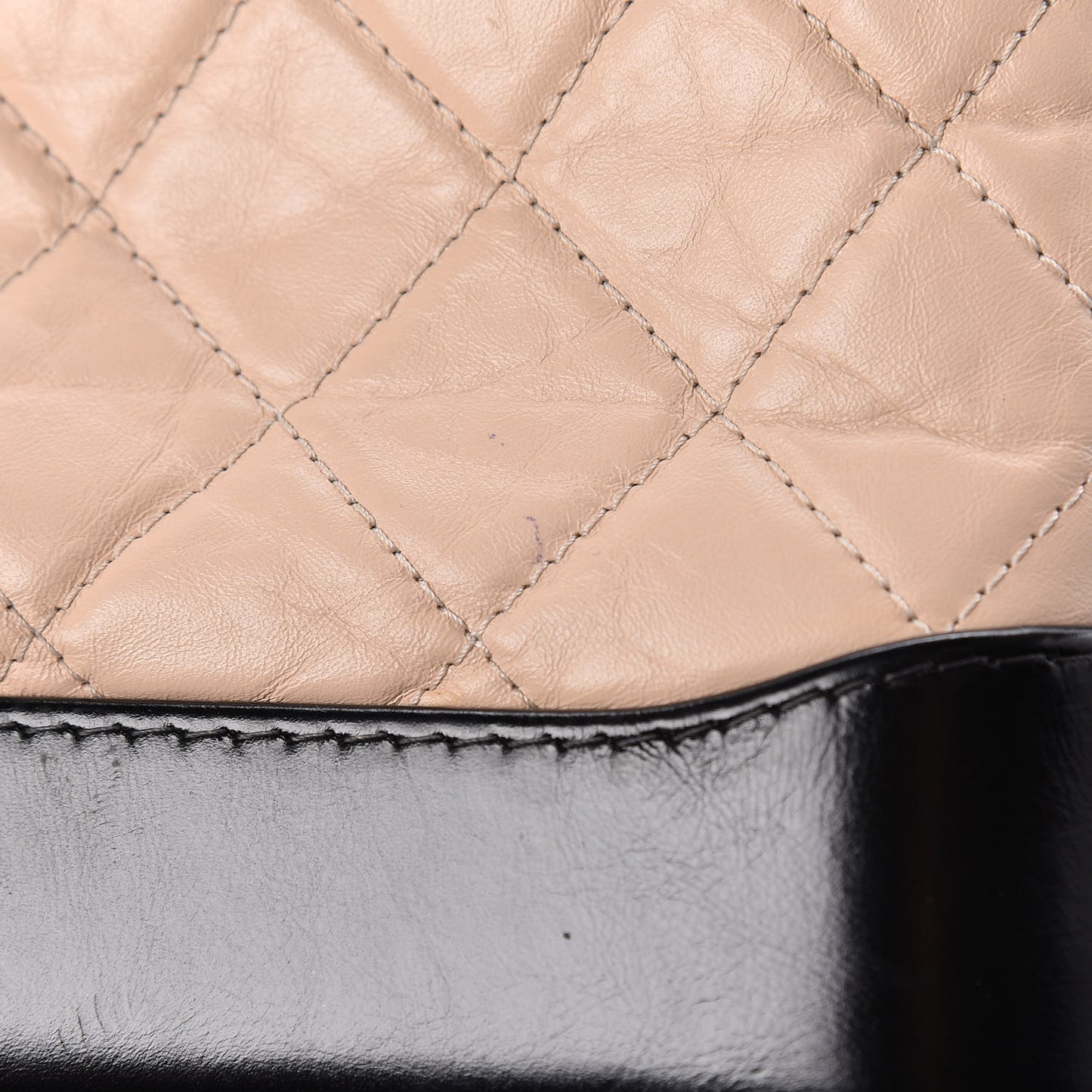 Aged Calfskin Quilted Small Gabrielle Hobo Beige Black