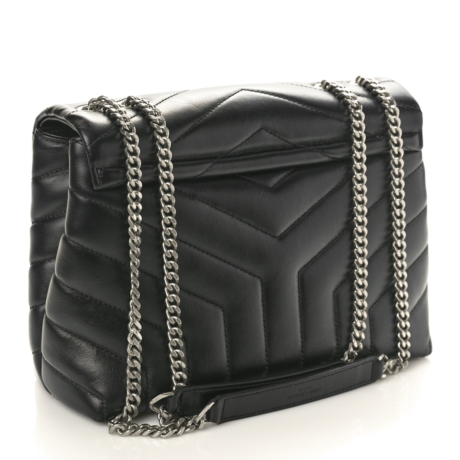 Saint Laurent Calfskin Y Quilted Monogram Small Loulou Chain Satchel Black 2 of 10