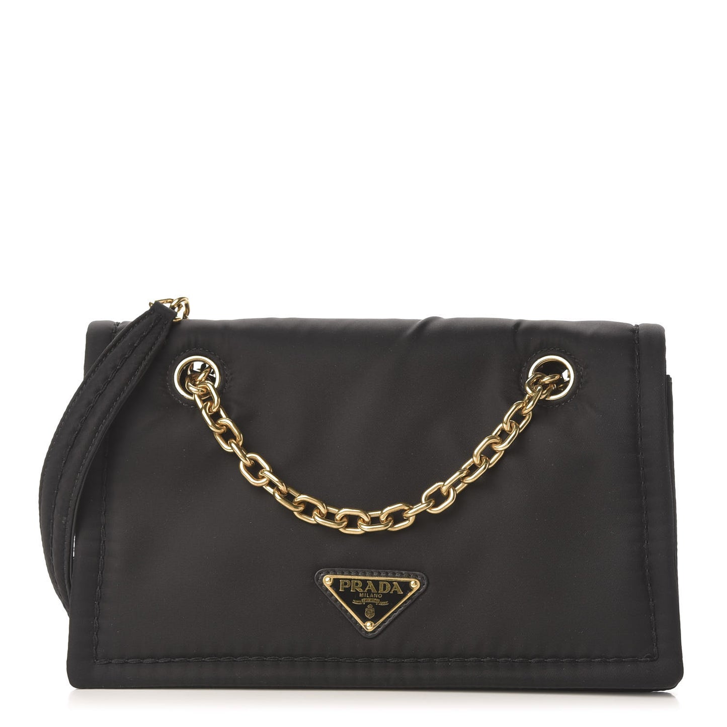 Nylon Tessuto Chain Shoulder Bag Ebano