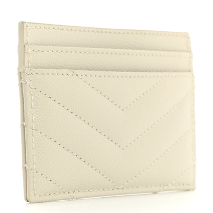 Saint Laurent Grain De Poudre Matelasse Chevron Monogram Credit Card Case Crema Soft 3 of 7