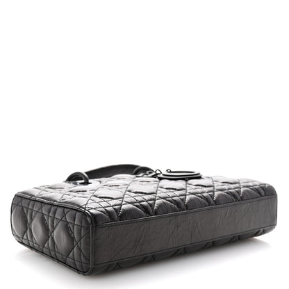 Christian Dior Crinkled Calfskin Cannage Medium Lady D-Joy Black 4 of 10