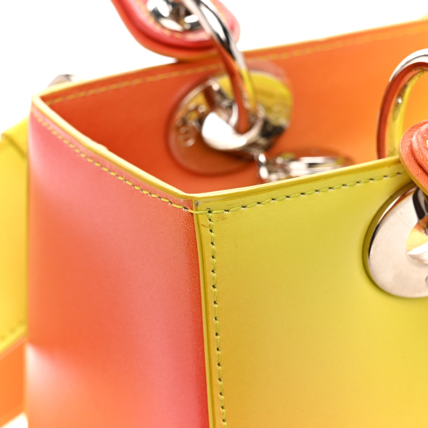 Box Calfskin Gradient Medium Lady Dior Yellow Orange