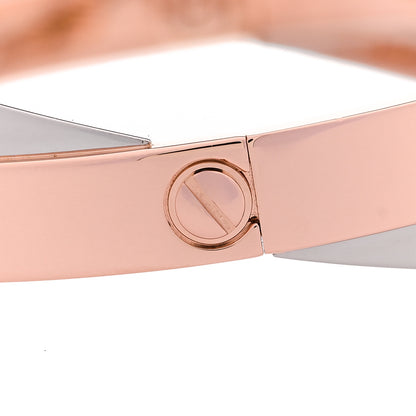 Cartier 18K Pink White Gold 12 Diamond Double LOVE Bracelet 16 6 of 7