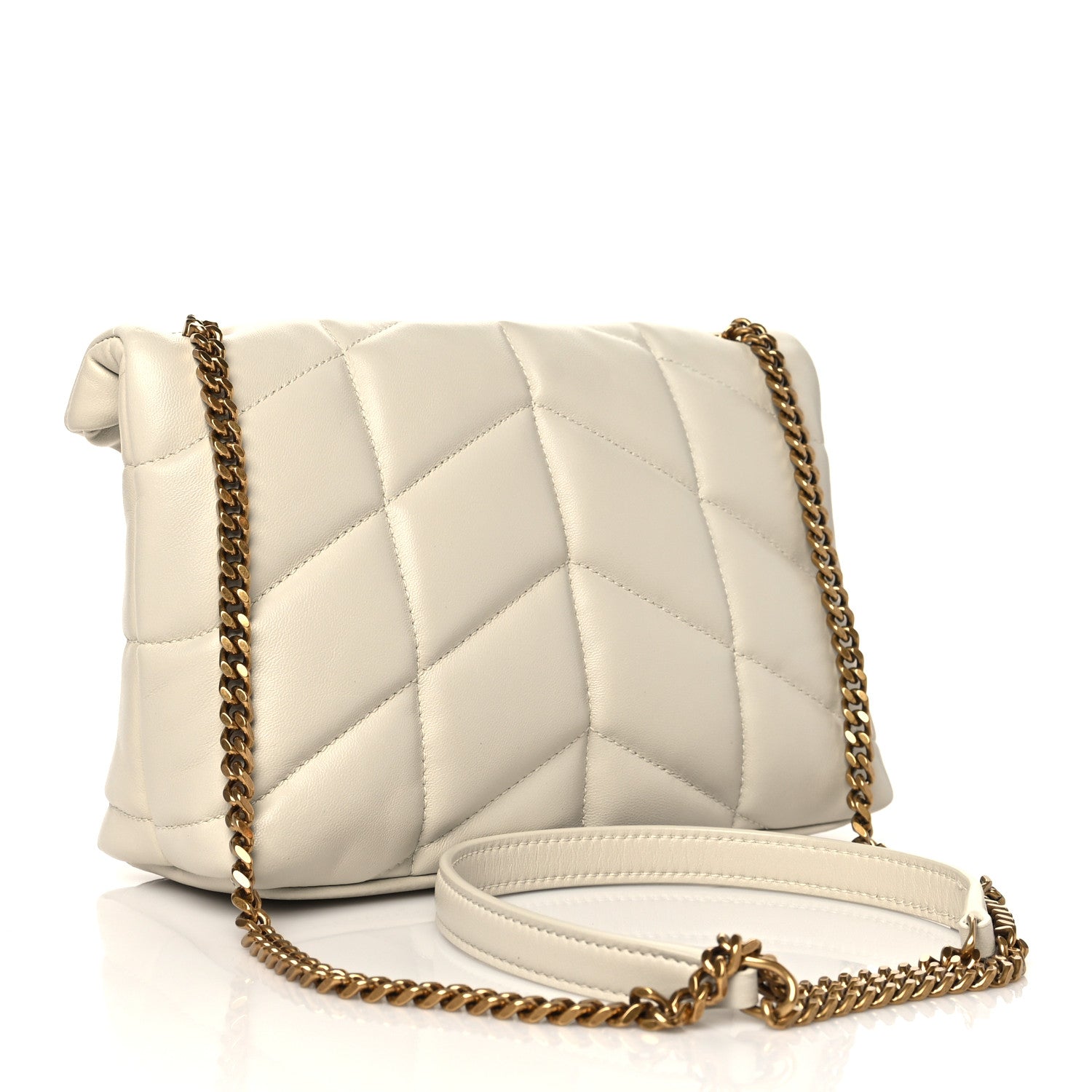 Saint Laurent Lambskin Quilted Toy Loulou Puffer Monogram Chain Satchel Crema Soft 3 of 11