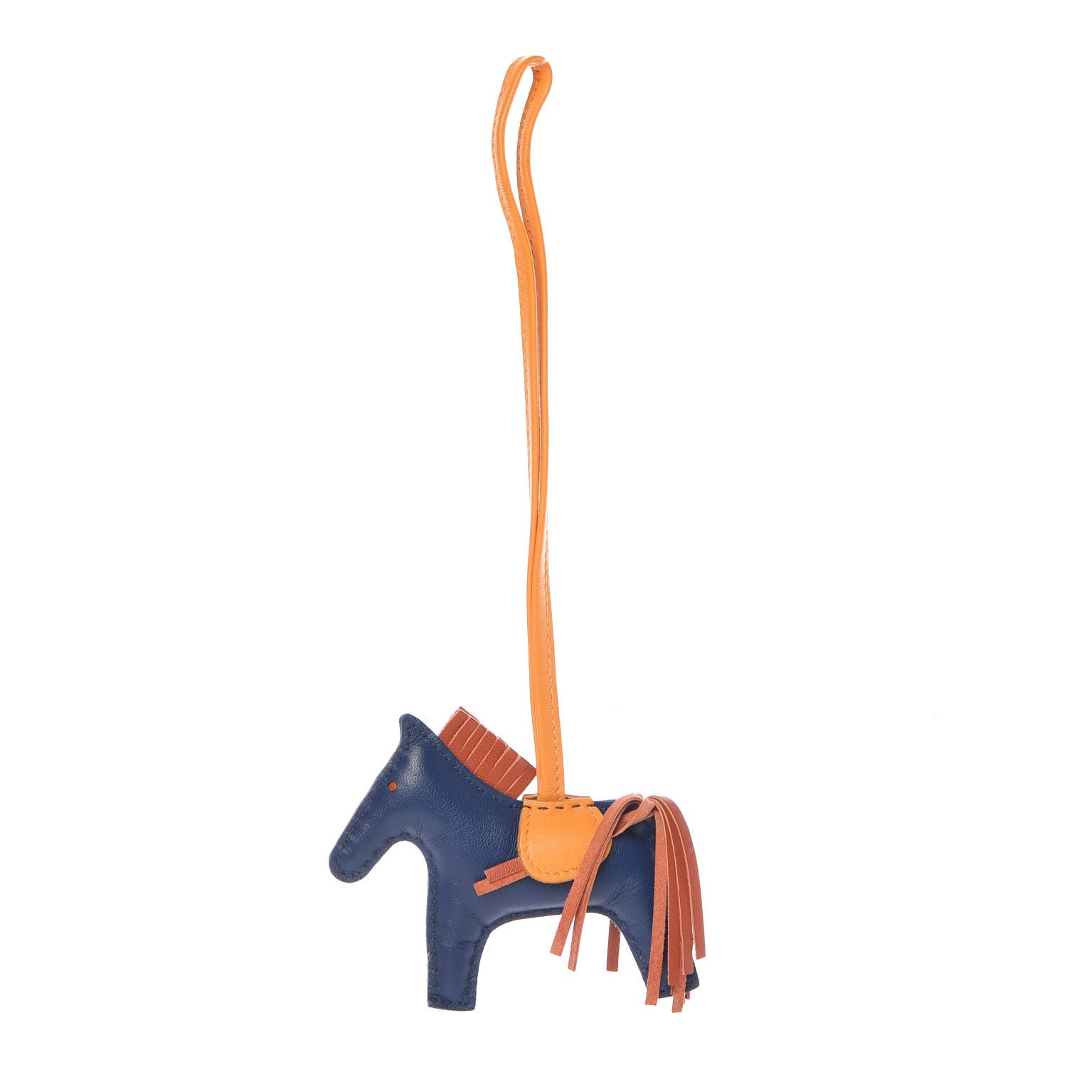 Hermes Milo Lambskin Grigri Rodeo Horse Bag Charm PM Bleu de Malte Cornaline Jaune D'Or 1 of 5