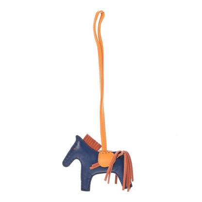 Hermes Milo Lambskin Grigri Rodeo Horse Bag Charm PM Bleu de Malte Cornaline Jaune D'Or 1 of 5