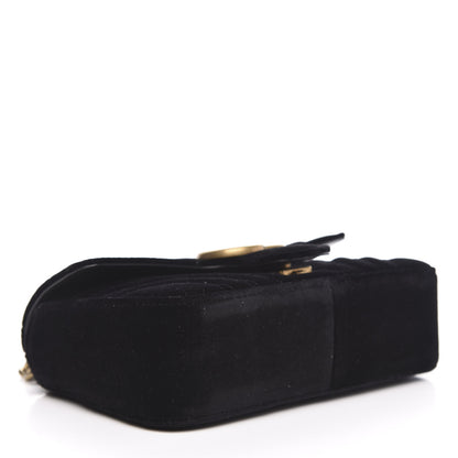 Gucci Velvet Matelasse Mini GG Marmont Shoulder Bag Black 4 of 12