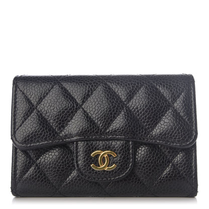 Chanel Caviar Quilted Flap Card Holder Wallet Black 1 of 8