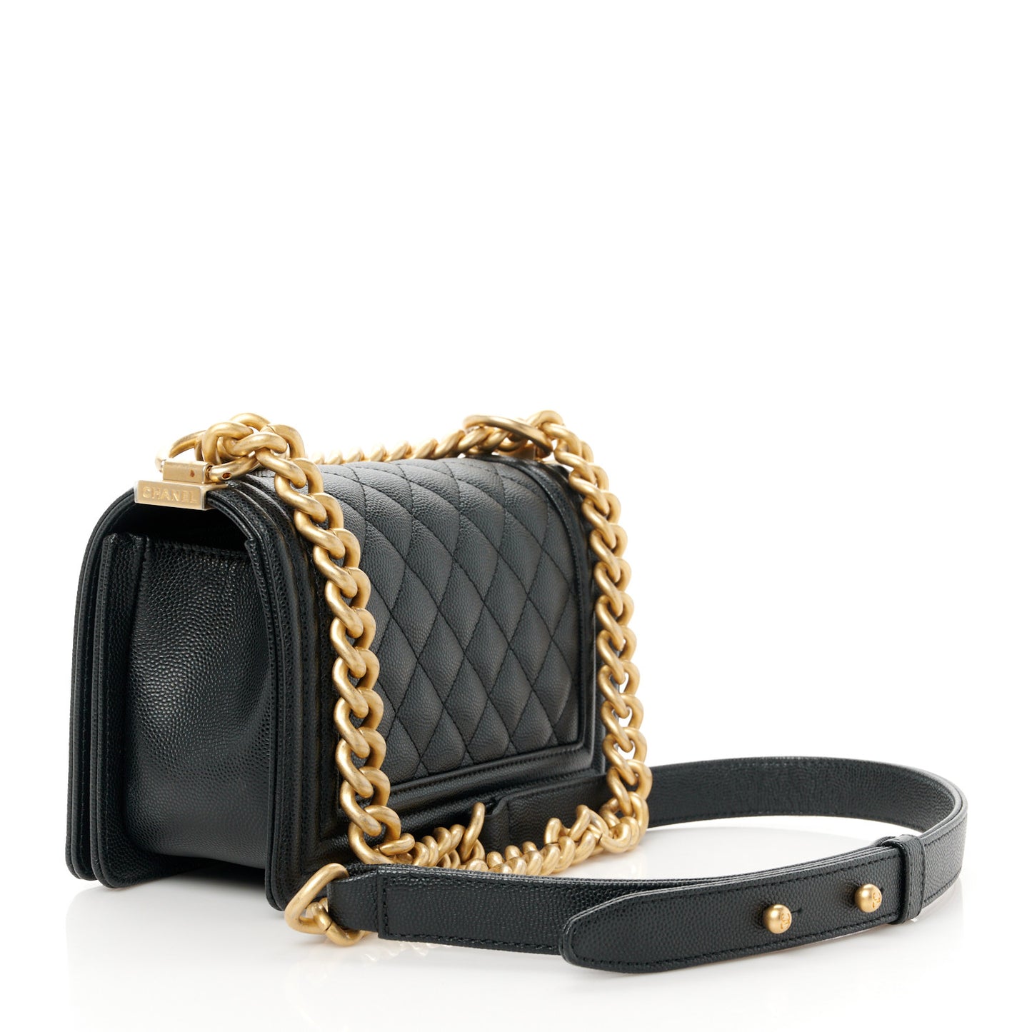 Caviar Quilted Small Boy Flap Black