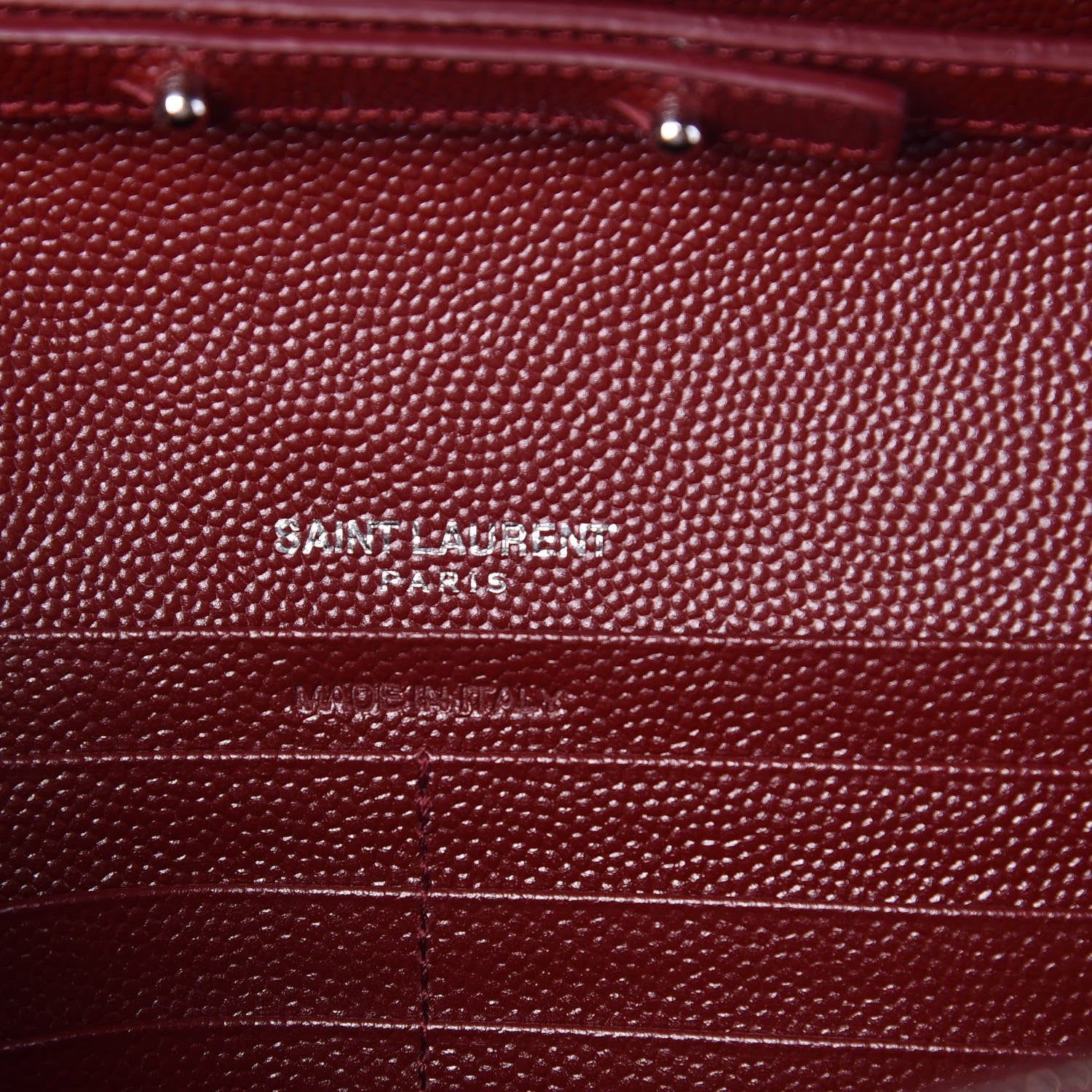 Saint Laurent Grain De Poudre Matelasse Chevron Monogram Chain Wallet Palissandre 6 of 8