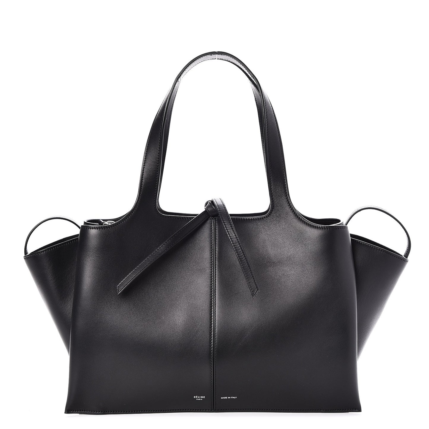 Supple Natural Calfskin Medium Tri-Fold Bag Black
