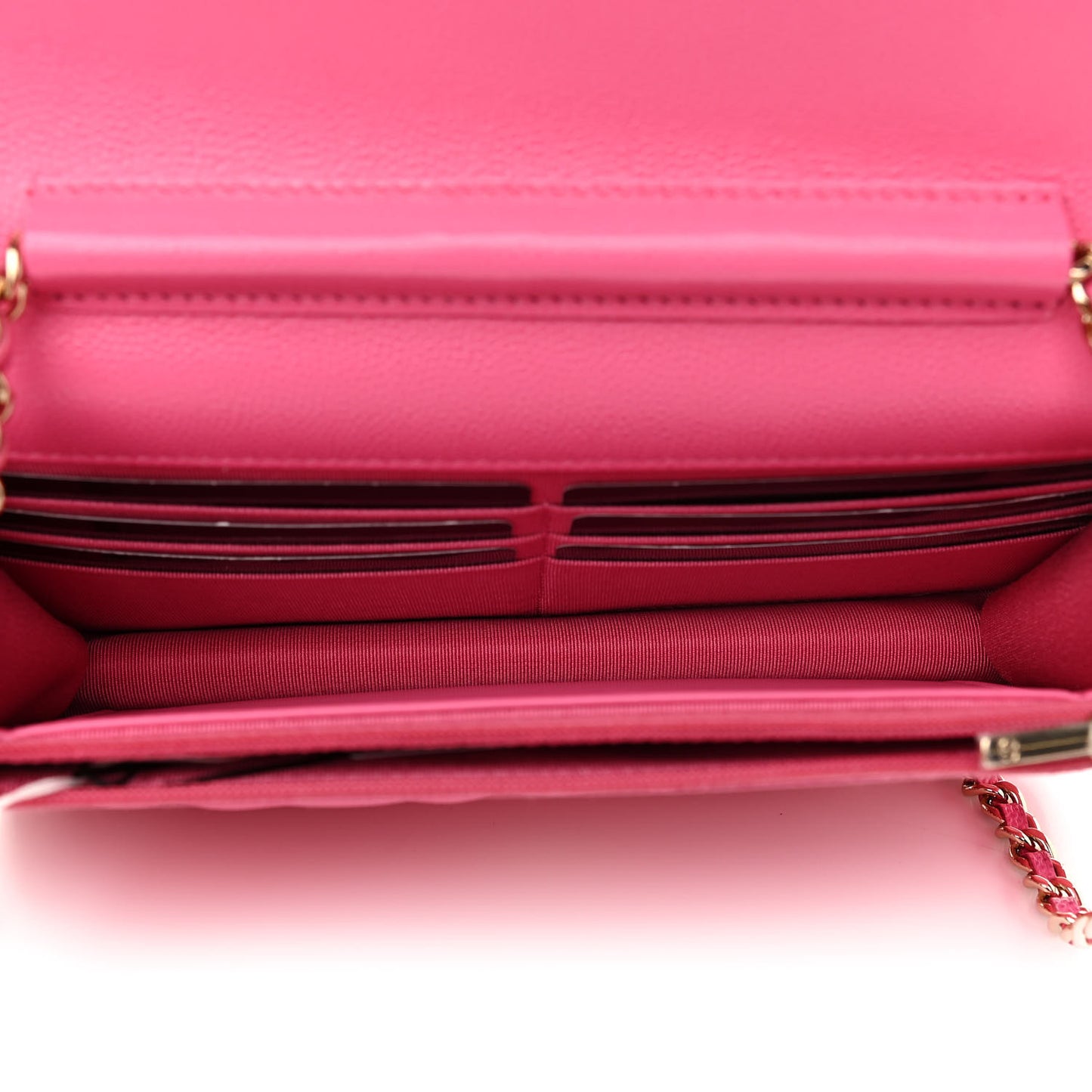 Caviar Quilted Wallet on Chain WOC Pink