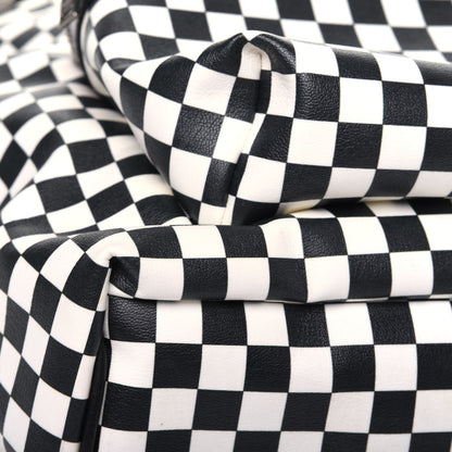 Saint Laurent Calfskin Checked Print Hunting Backpack Black White 12 of 15