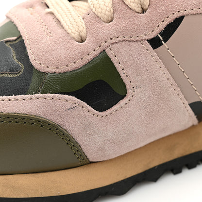 Valentino Garavani Nappa Suede Camouflage Womens Rockrunner Sneakers 37 Army Green Beige 11 of 13