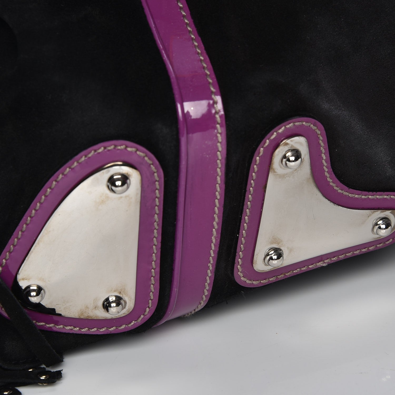 Gucci Suede Race Medium Top Handle Tote Black 9 of 10