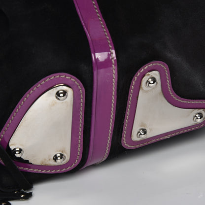 Gucci Suede Race Medium Top Handle Tote Black 9 of 10