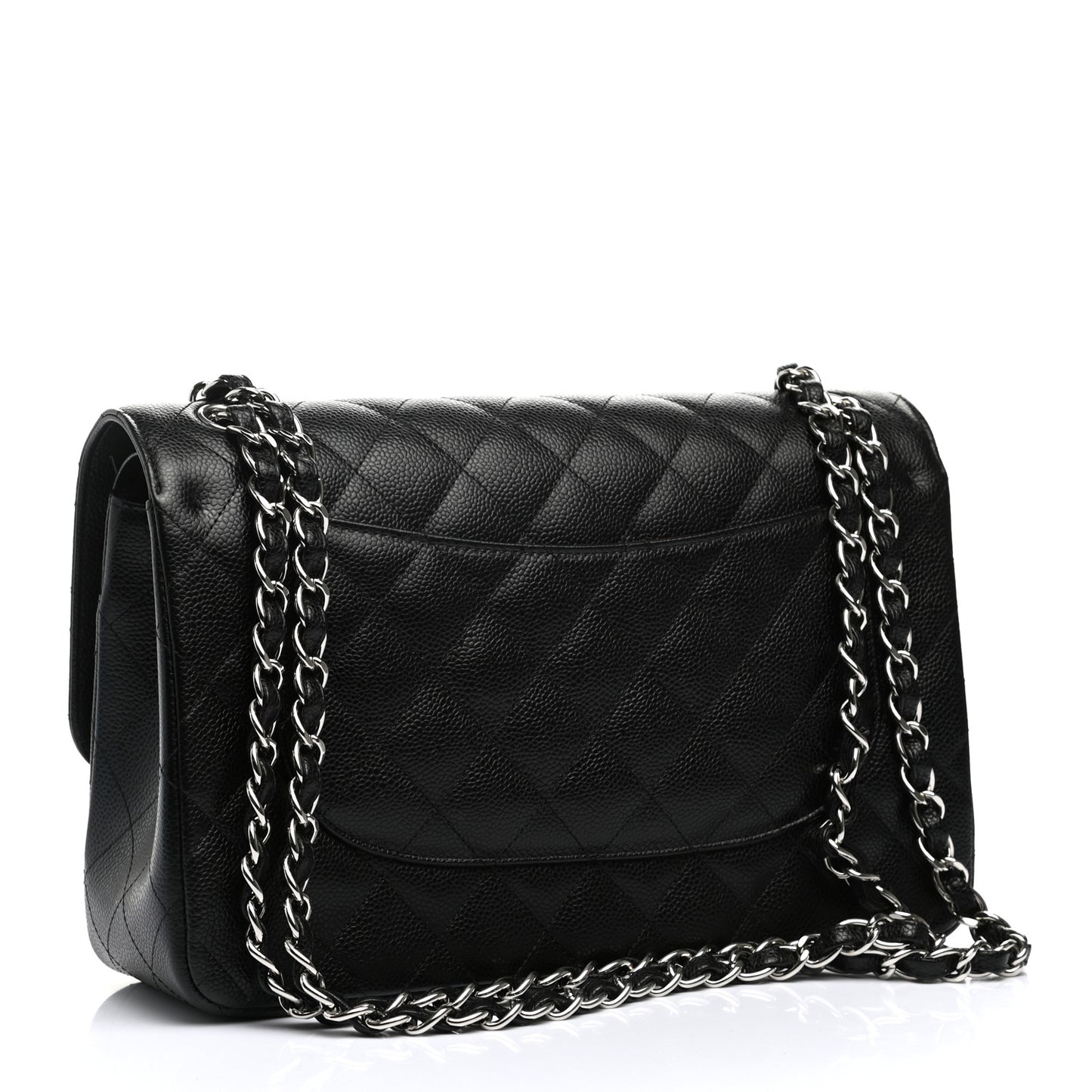 Caviar Quilted Jumbo Double Flap Black