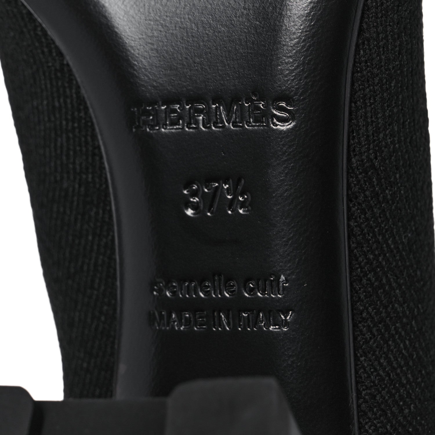 Hermes Knit Calfskin Volver Ankle Boots 37.5 Black 6 of 8