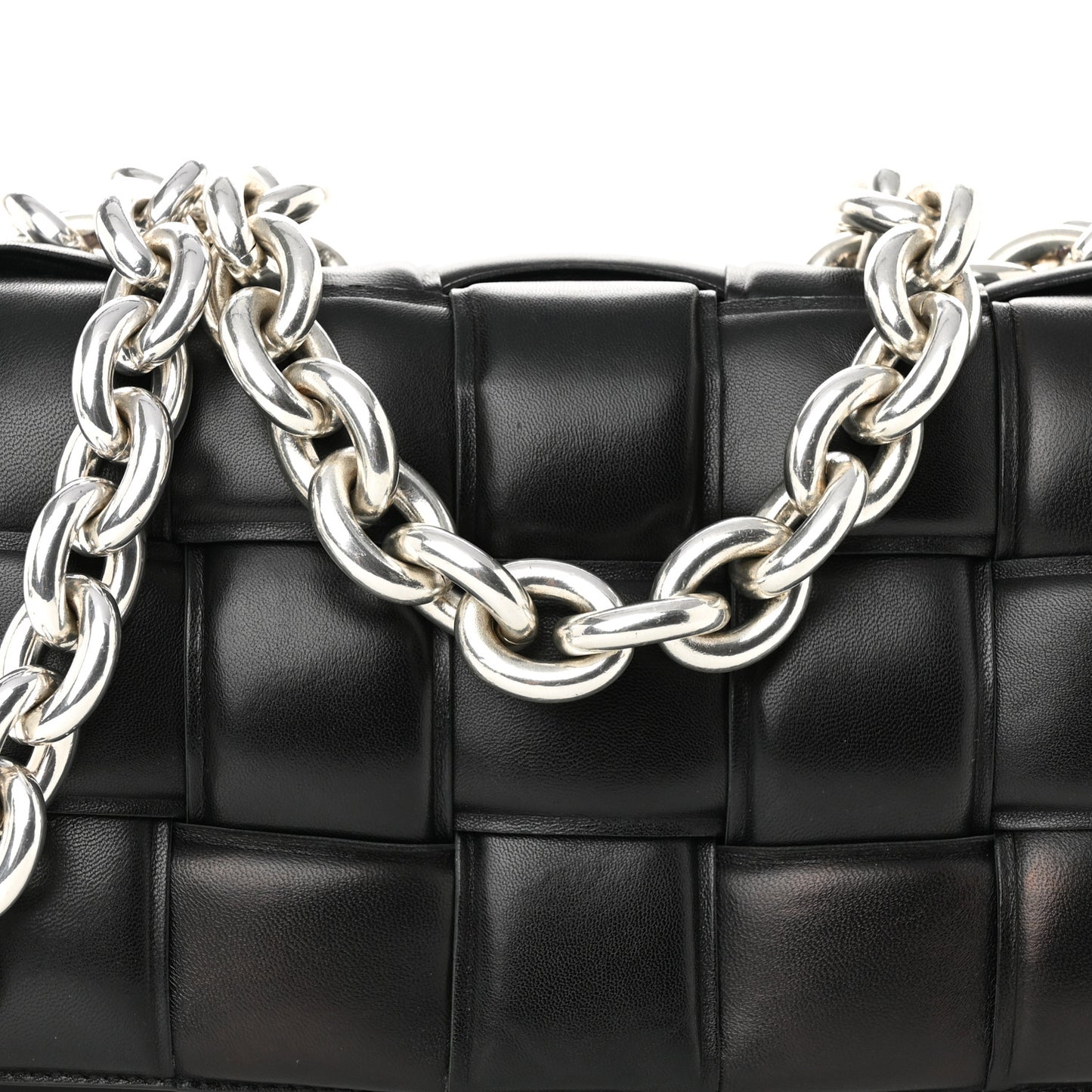 Lambskin Maxi Intreccio Padded Chain Cassette Crossbody Bag Black