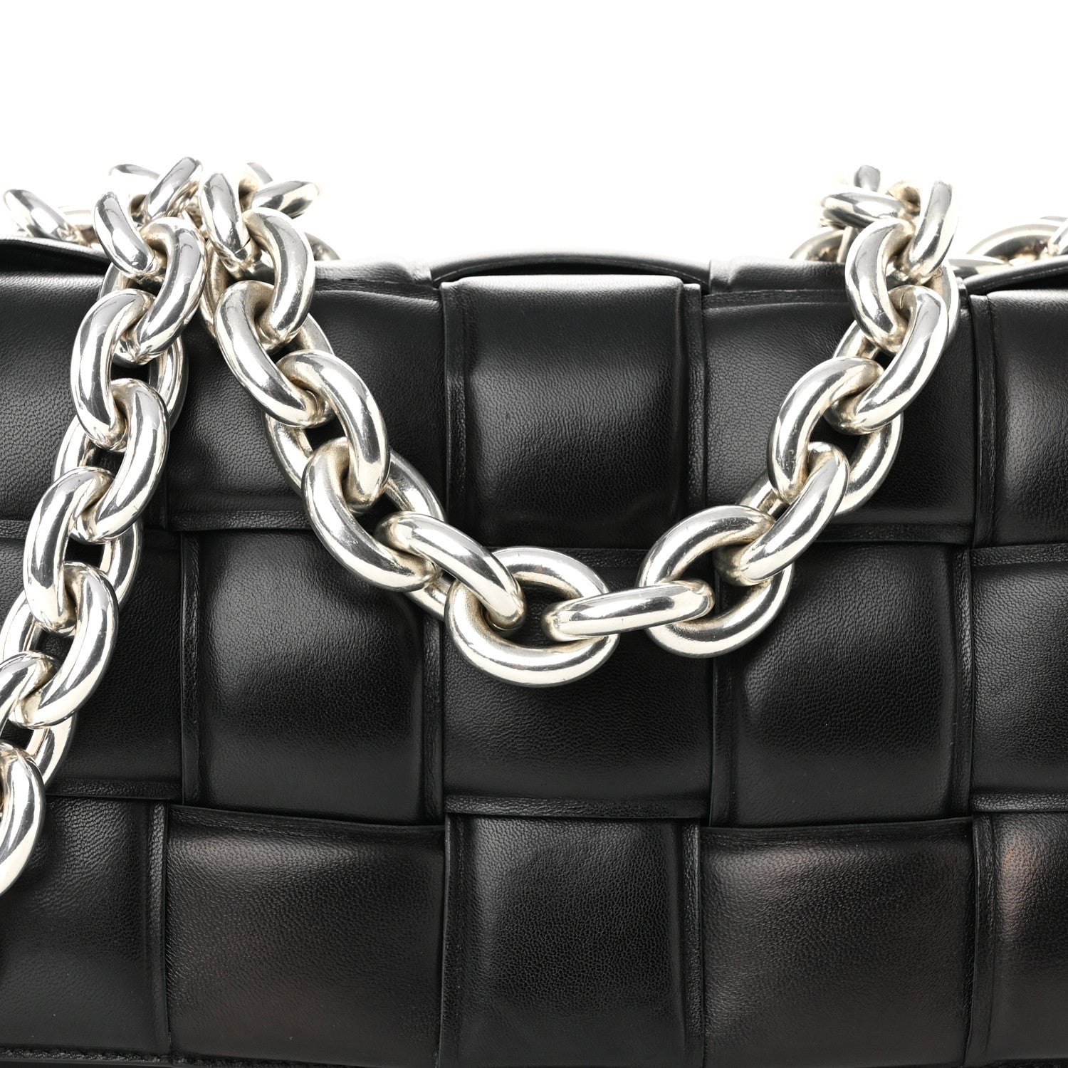 Bottega Veneta Lambskin Maxi Intreccio Padded Chain Cassette Crossbody Bag Black 7 of 9