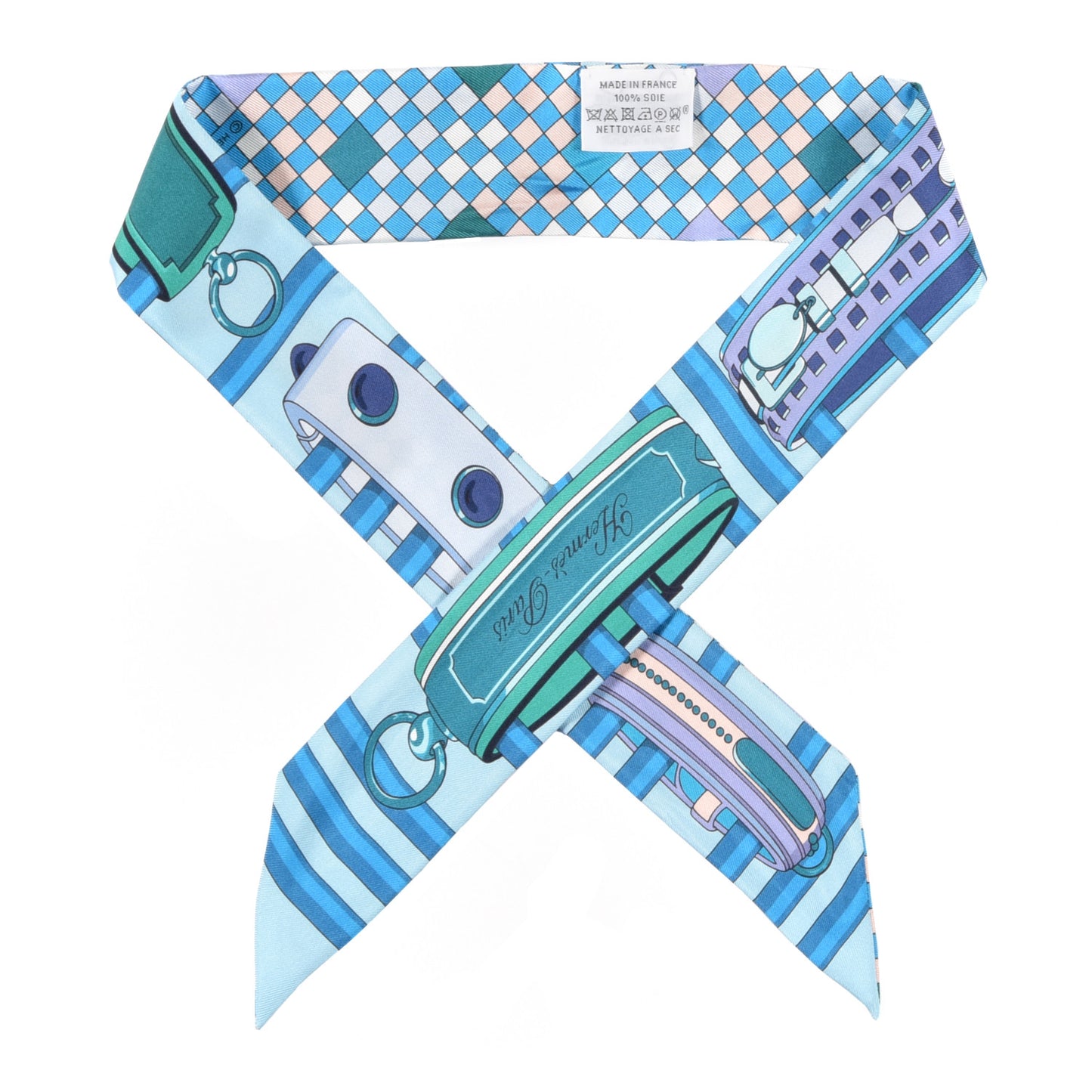 Silk Colliers De Chiens Remix Twilly White Turquoise
