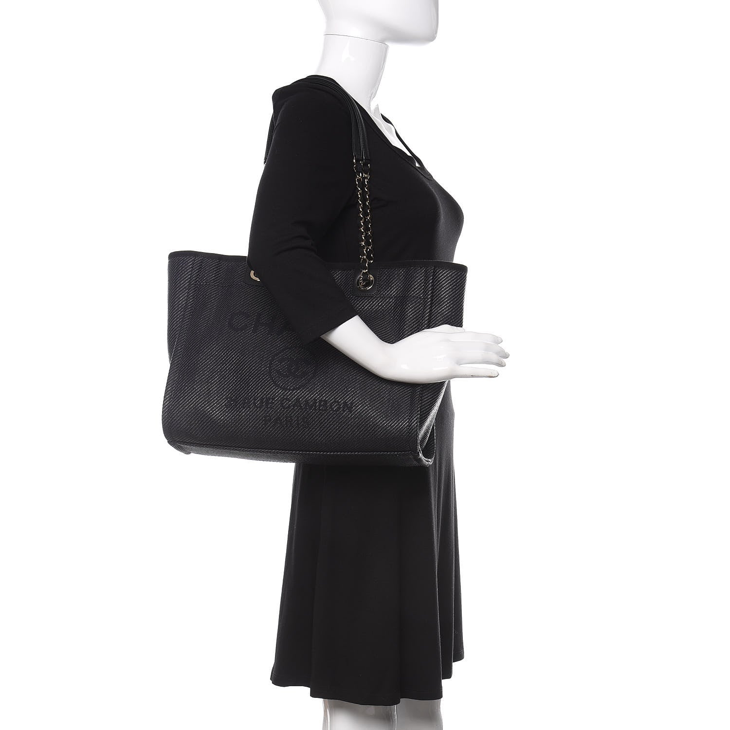 Chanel Mixed Fibers Calfskin Small Deauville Tote Black 2 of 11