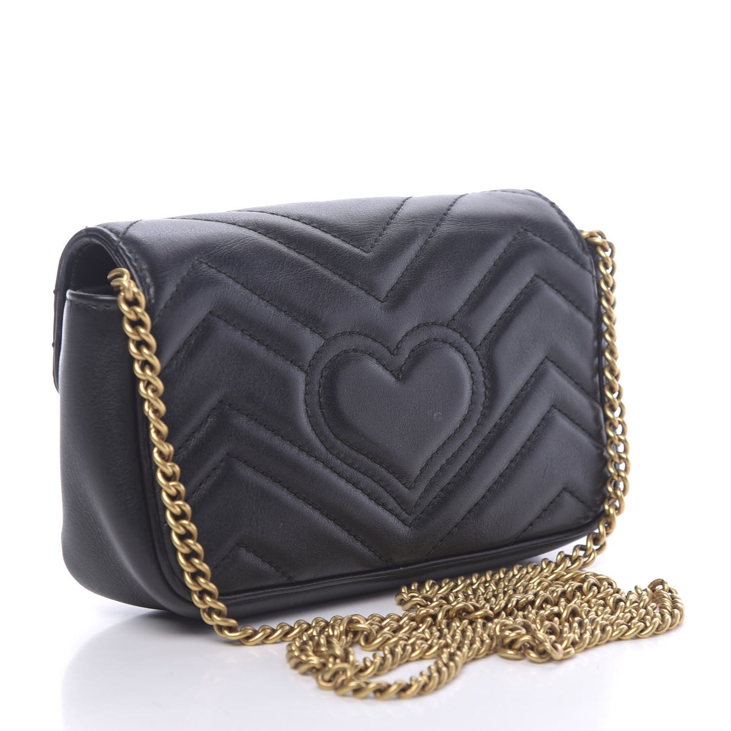 Calfskin Matelasse Super Mini GG Marmont Shoulder Bag Black