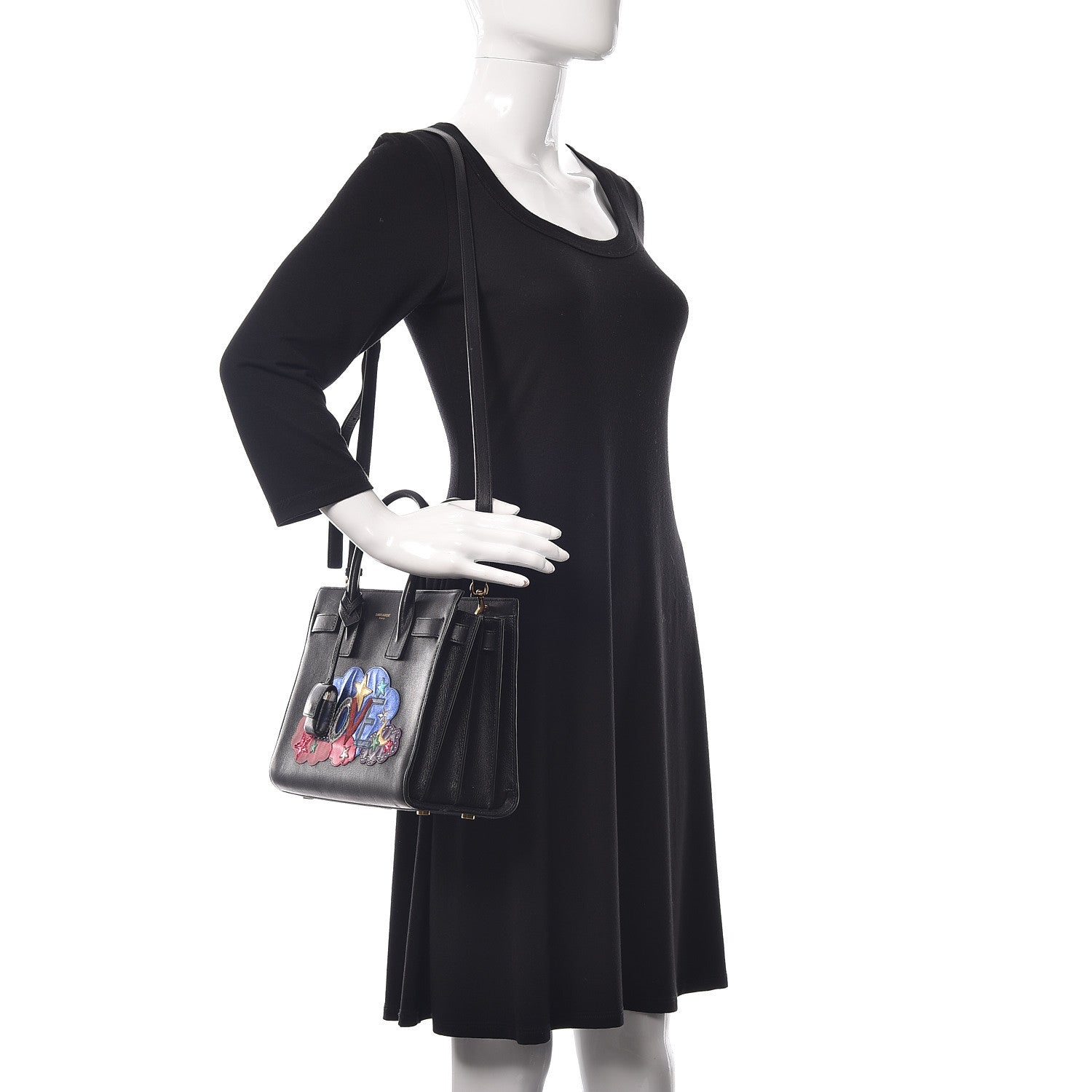 Saint Laurent Calfskin Love Patchwork Baby Sac De Jour Black 4 of 17