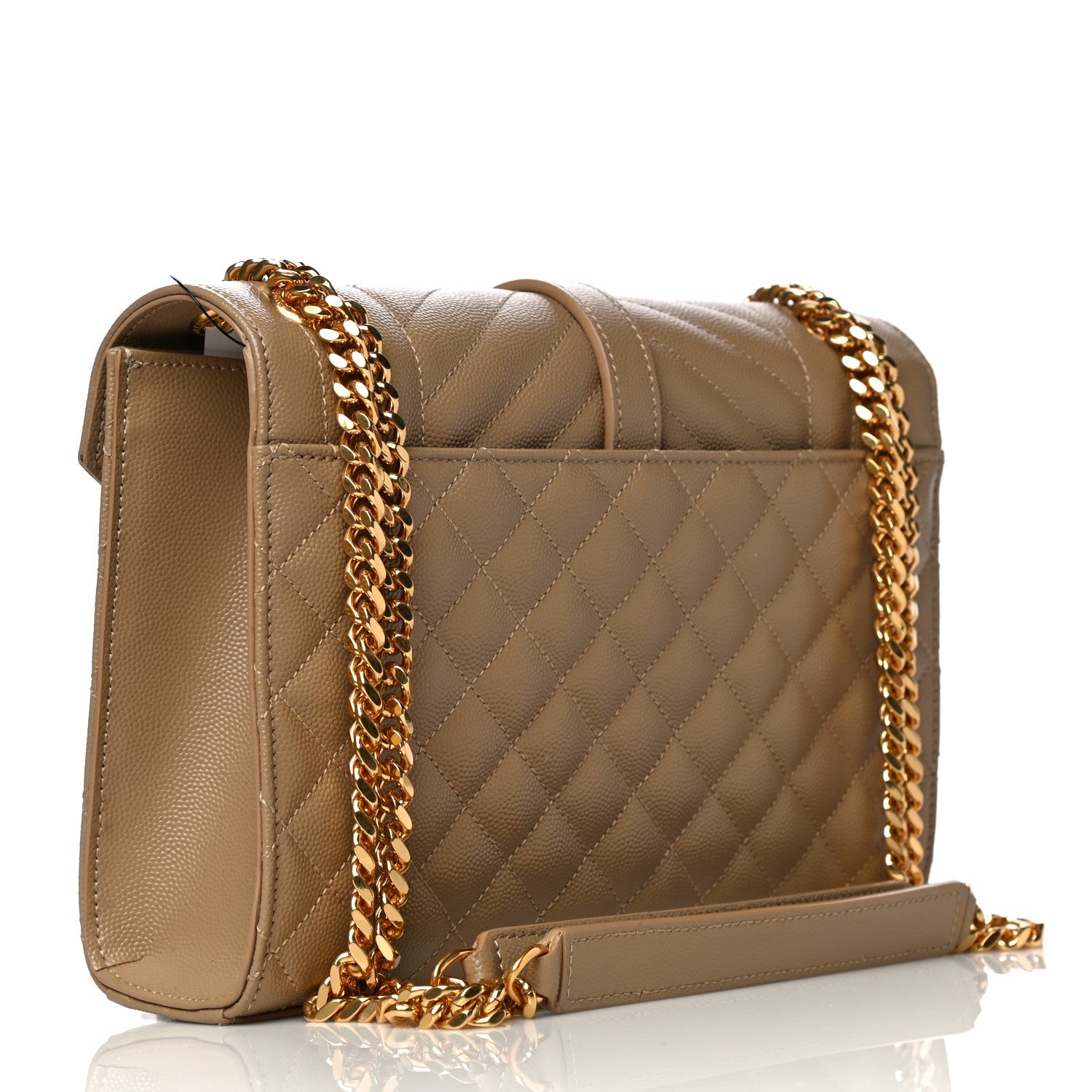 Saint Laurent Grain De Poudre Textured Mixed Matelasse Medium Triquilt Monogram Satchel Dark Latte 2 of 9