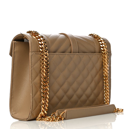 Saint Laurent Grain De Poudre Textured Mixed Matelasse Medium Triquilt Monogram Satchel Dark Latte 2 of 9