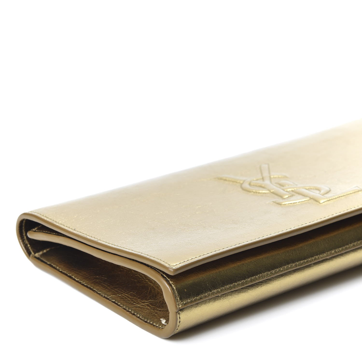 Saint Laurent Metallic Calfskin Monogram Large Belle De Jour Clutch Gold 5 of 8