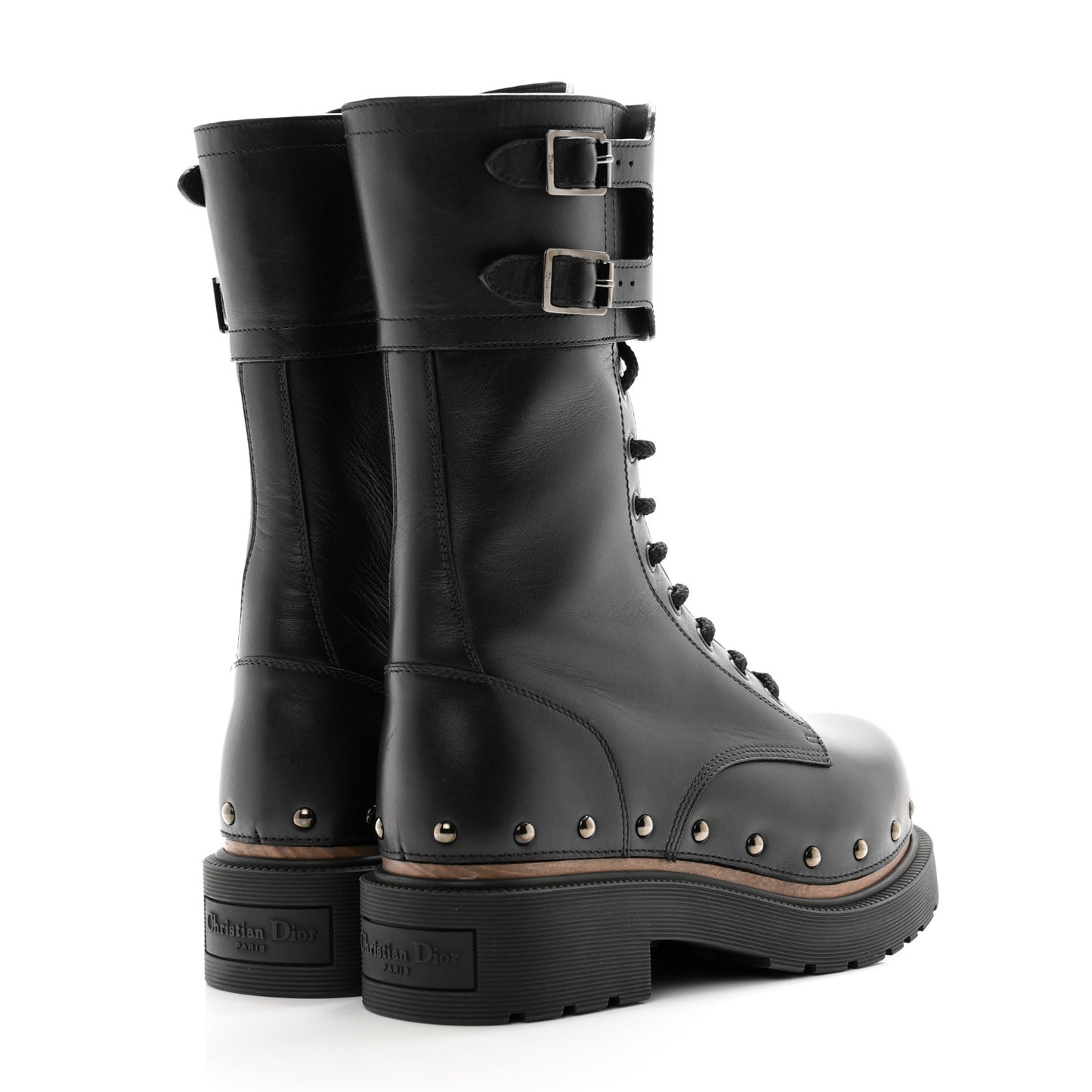 Calfskin Diorquake 25mm Combat Boots 36 Black