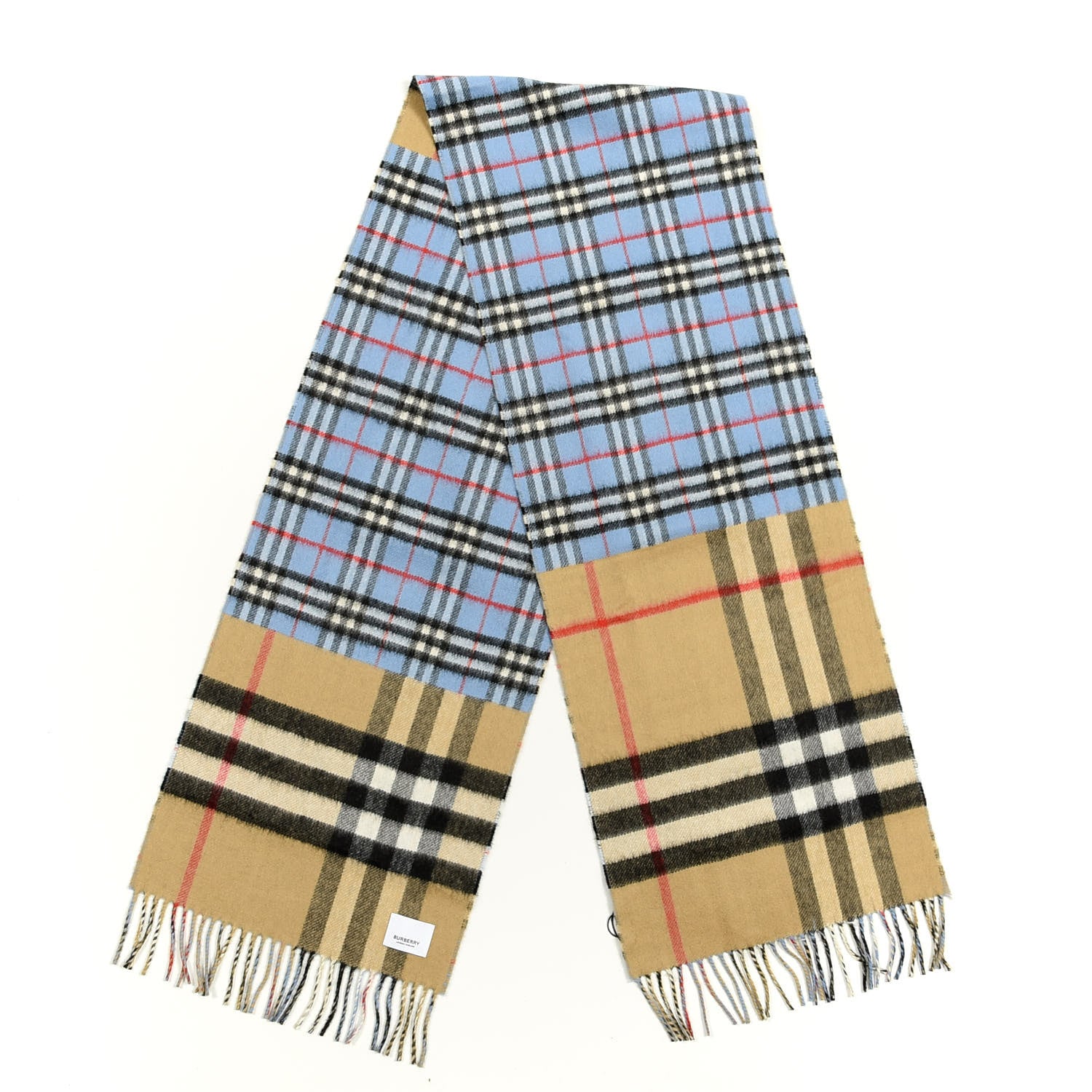 Burberry Cashmere Vintage Check Giant Check Scarf Opal Blue 2 of 3