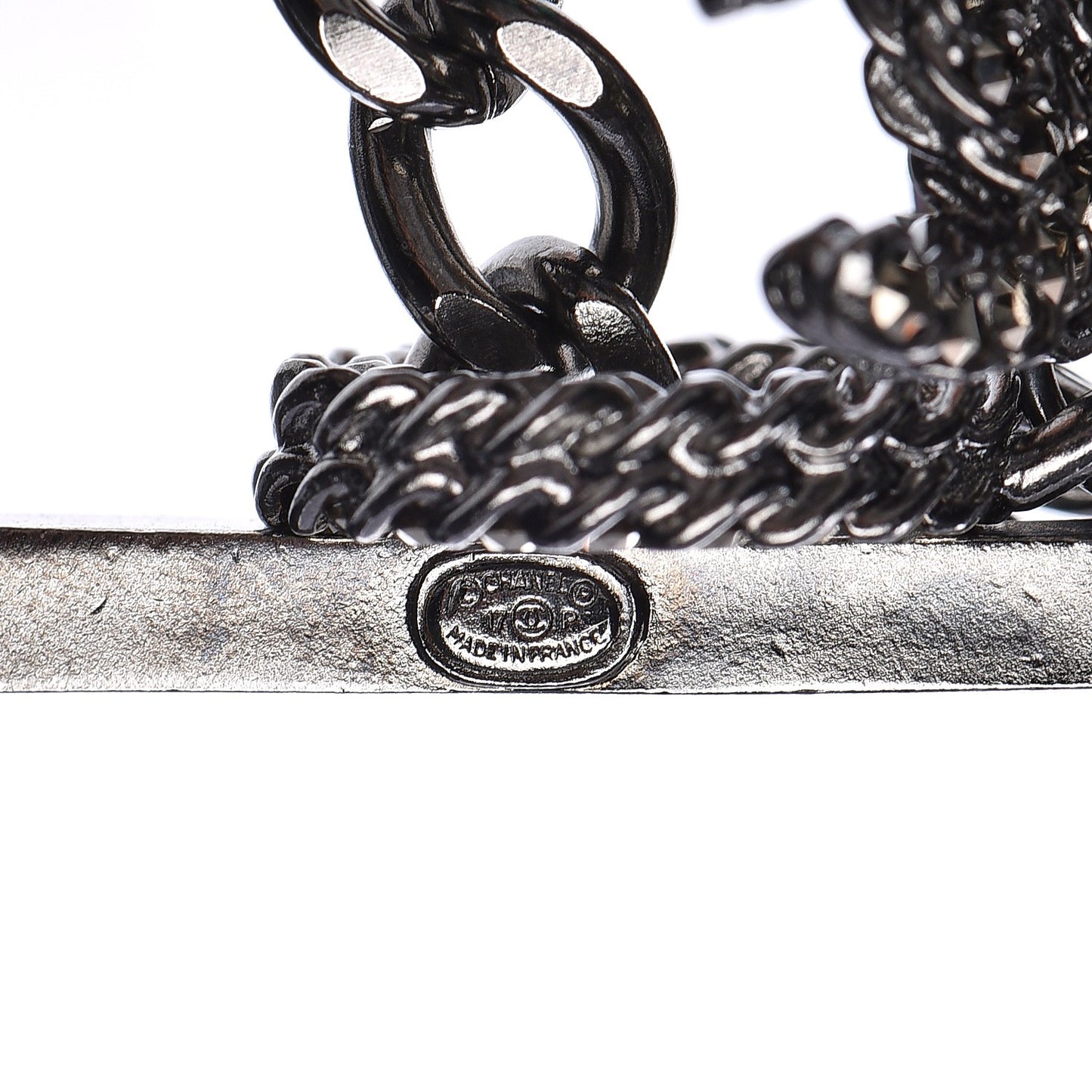 Ruthenium PVC Enamel CC Multi Strand Chain Link Choker Necklace Silver Multi