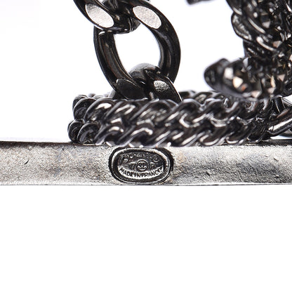 Chanel Ruthenium PVC Enamel CC Multi Strand Chain Link Choker Necklace Silver Multi 5 of 8