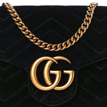 Gucci Velvet Matelasse GG Marmont Chain Wallet Black 7 of 12