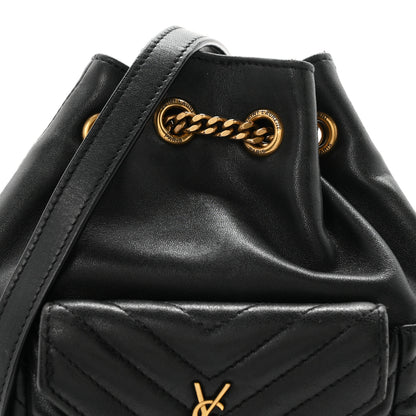 Saint Laurent Lambskin Matelasse Monogram Joe Nano Bucket Bag Black 8 of 10