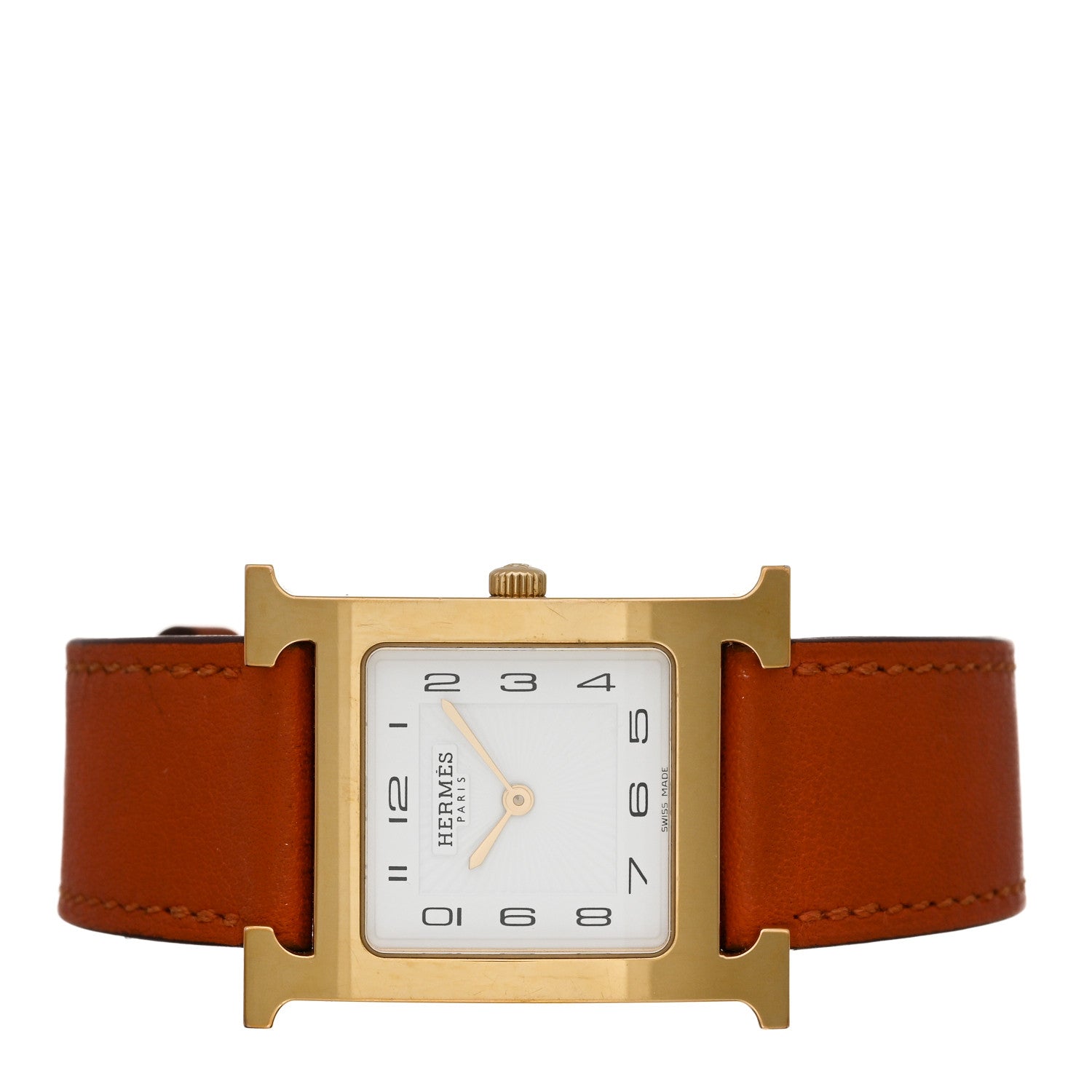 Hermes Stainless Steel Swift 26mm Heure H Hour Quartz Watch Orange 2 of 5