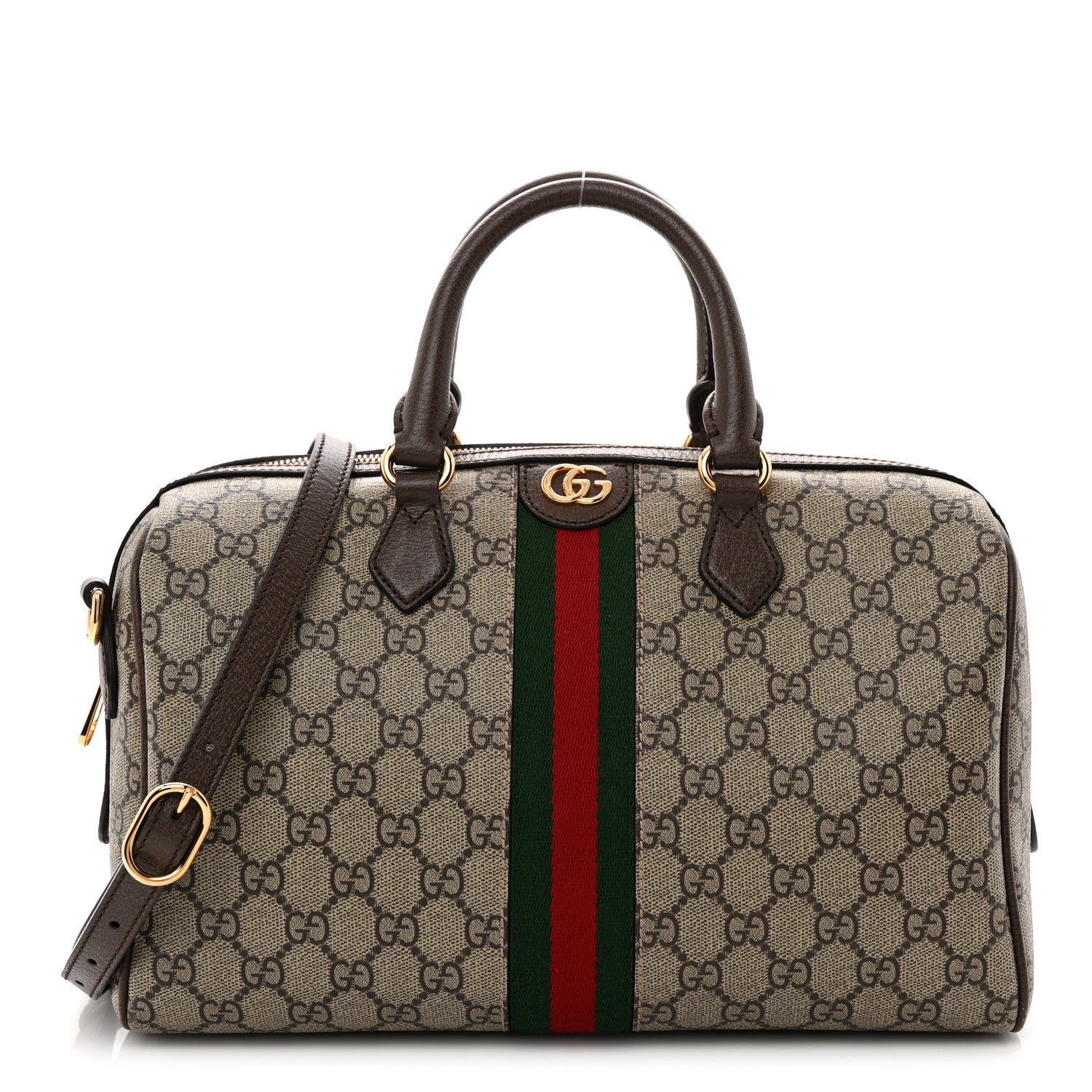 Gucci GG Supreme Monogram Web Medium Ophidia Top Handle Bag Beige Ebony 1 of 13