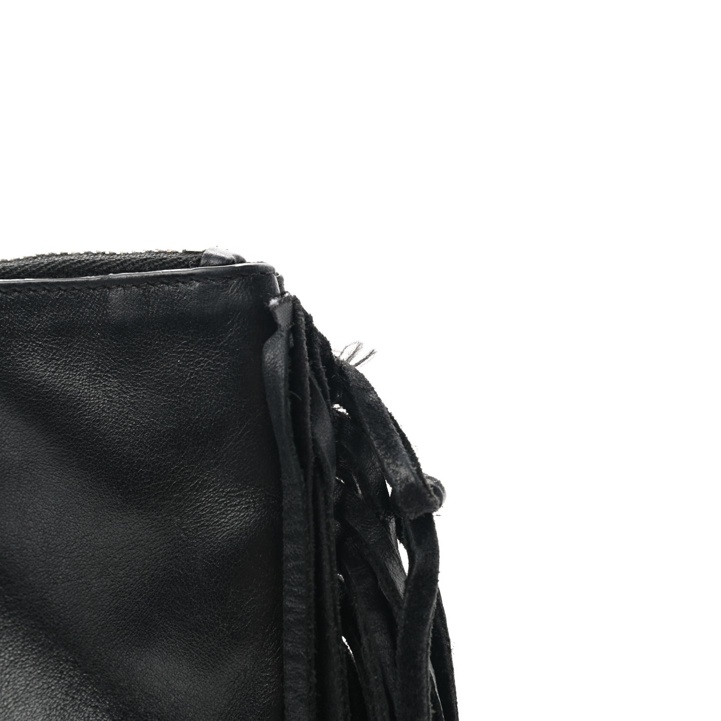 Calfskin Monogram Fringe Pouch Black