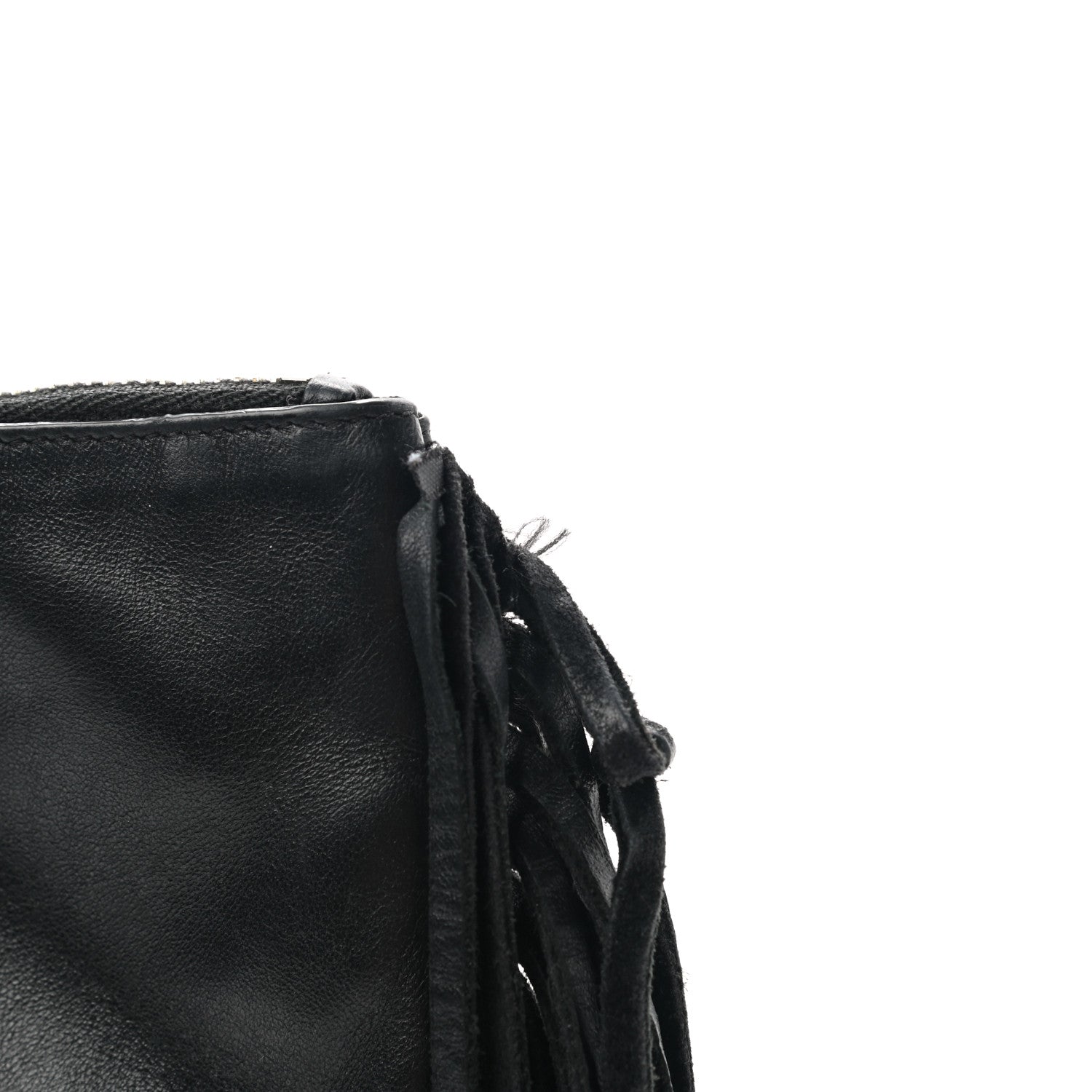 Saint Laurent Calfskin Monogram Fringe Pouch Black 12 of 13