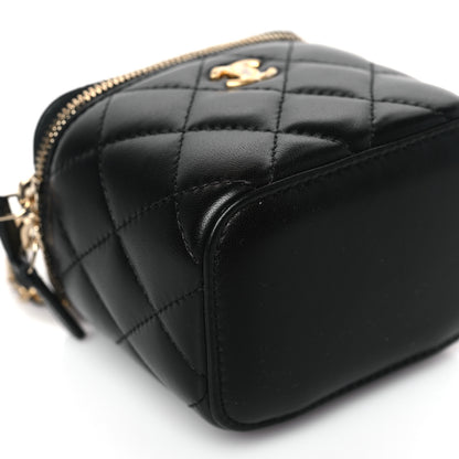 Chanel Lambskin Quilted Mini Pearl Crush Vanity Case With Chain Black 7 of 9